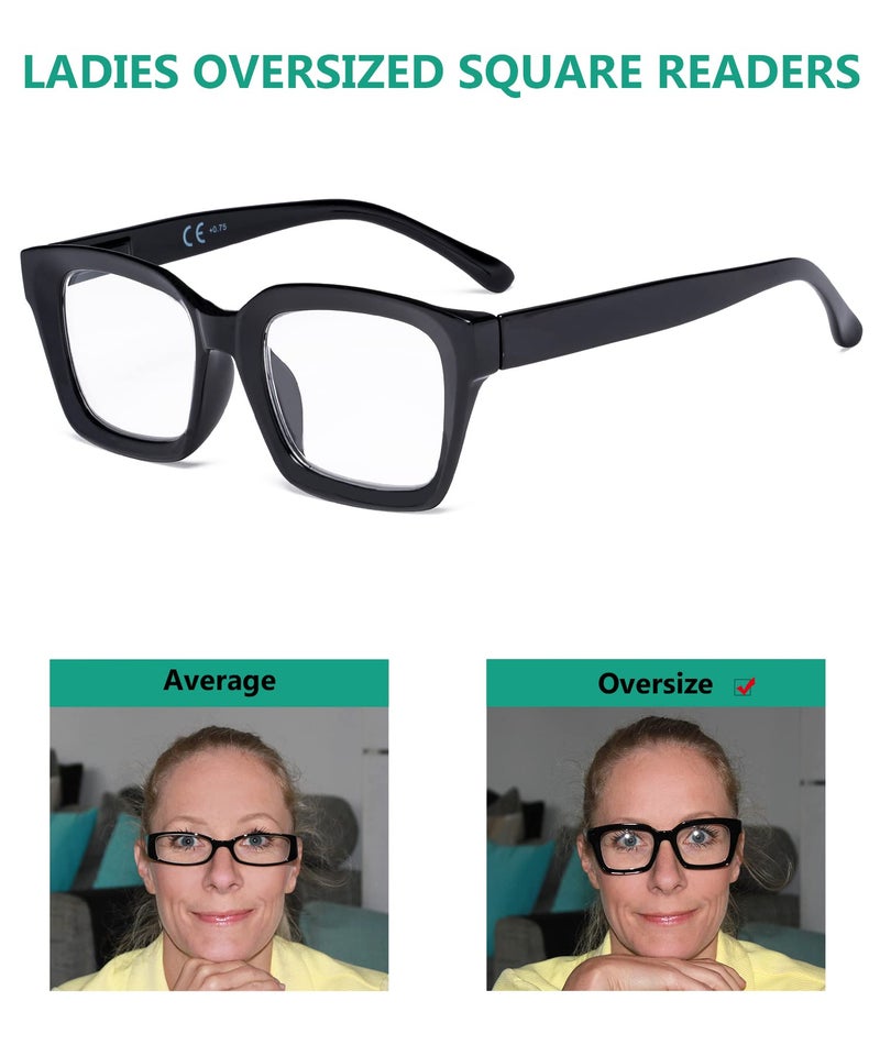 Eyekepper 4 Pack Ladies Reading Glasses - Oversized Square Design Readers for Women - Image 3